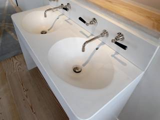 Large white concrete sink - Kensington, London, Forma Studios Forma Studios Minimalist bathroom Marble