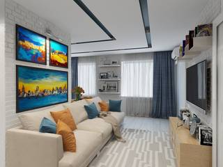 2к.кв. в ЖК Атлант (64 кв.м), ДизайнМастер ДизайнМастер Industrial style living room