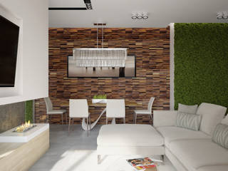 Гостиная в современном итальянском стиле, MARIA MELNICOVA студия SIERRA MARIA MELNICOVA студия SIERRA Minimalist dining room Wood Wood effect
