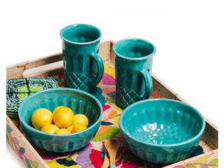 Taza Cristal, Bizcocho Bizcocho Modern Houses Pottery Turquoise