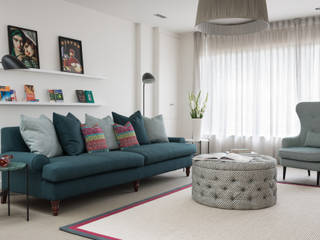 Living Room SWM Interiors & Sourcing Ltd Modern living room Sofa,ottoman,floor lamp,ceiling shade,rug