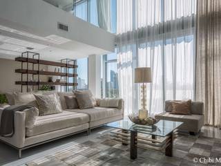 Mila Design | Penthouse 7 at 4 Midtown | Miami, FL, Chibi Moku Architectural Films Chibi Moku Architectural Films Modern Living Room Concrete White