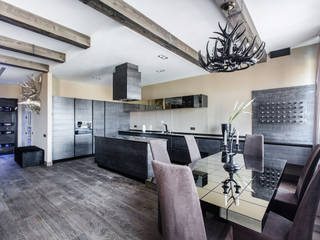 Квартира в стиле Современное шале, Дизайн Мира Дизайн Мира Кухня в рустикальном стиле