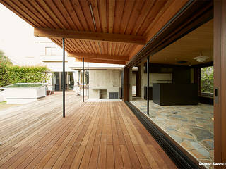 大きな屋根のBBQハウス, すわ製作所 すわ製作所 Balcone, Veranda & Terrazza in stile eclettico