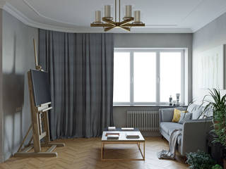 OLMO Flat-Taganka 60m2, Tim Gabriel Design Tim Gabriel Design Вітальня