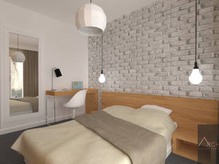 Sypialnia w stylu skandynawskim, Architega Sp. z o.o. Architega Sp. z o.o. Scandinavian style bedroom Bricks