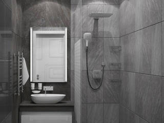 Душевая комната "grayscale", СТУДИЯ "ДА" ДАРЬИ АРХИПОВОЙ СТУДИЯ 'ДА' ДАРЬИ АРХИПОВОЙ Modern bathroom Bricks