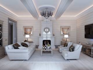 Дизайн гостиной в деревянном доме, Way-Project Architecture & Design Way-Project Architecture & Design Salones clásicos