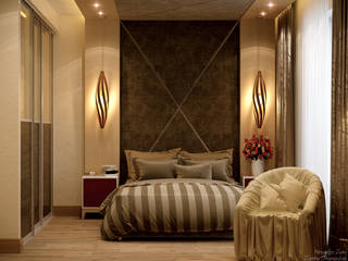Дизайн спальни в современном стиле в ЖК "Каскад", Студия интерьерного дизайна happy.design Студия интерьерного дизайна happy.design Modern style bedroom