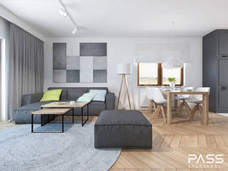 Projekt wnętrza w Lubartowie, PASS architekci PASS architekci Scandinavian style living room