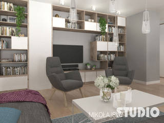 Mieszkanie przy Marymonckiej, MIKOŁAJSKAstudio MIKOŁAJSKAstudio Living room