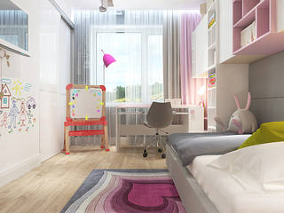 Детская комната нежно розовая для девочки 3-6 лет, Your royal design Your royal design ミニマルスタイルの 子供部屋 ピンク