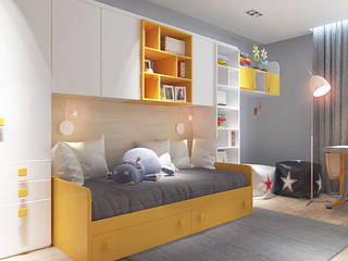 Детская комната нежно оранжевая для девочки 7-10 лет, Your royal design Your royal design ミニマルスタイルの 子供部屋 オレンジ