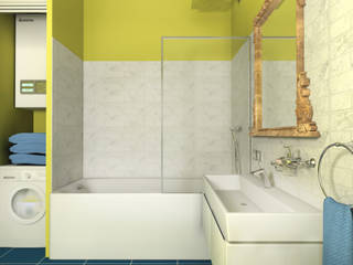 project yellow, дизайн интерьера Рина Васильева дизайн интерьера Рина Васильева Minimalistische Badezimmer Keramik Weiß