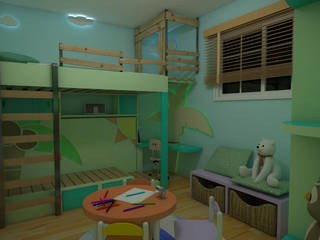 La casita encantada de la isla (Diseño de una habitación infantil), Interiorismo con Propósito Interiorismo con Propósito Dormitorios infantiles de estilo tropical