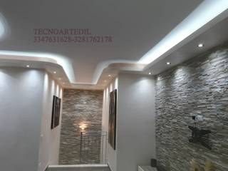 Veletta in cartongesso Moderna Milano Monza illuminata con LED., TecnoArtEdil TecnoArtEdil Modern Corridor, Hallway and Staircase Beige Accessories & decoration