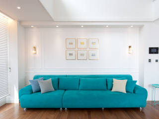 평범한 나의 집에 도전하고싶은 컬러 - 전주 인테리어 효자동 휴먼시아 아이린 아파트, 디자인투플라이 디자인투플라이 Classic style living room Cotton Turquoise