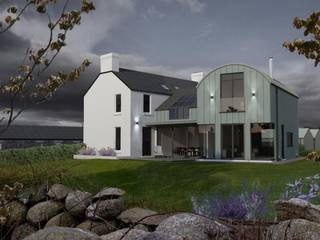New build contemporary farmstead with curved metal roof, Des Ewing Residential Architects Des Ewing Residential Architects