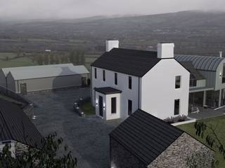 New build contemporary farmstead with curved metal roof, Des Ewing Residential Architects Des Ewing Residential Architects