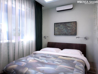 Дизайн интерьера однокомнатной квартиры, Студия Ксении Седой Студия Ксении Седой Minimalist bedroom