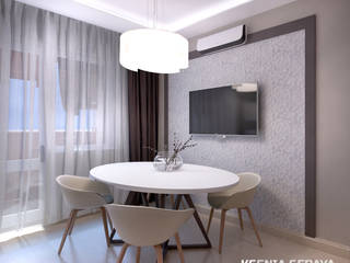 Дизайн интерьера однокомнатной квартиры, Студия Ксении Седой Студия Ксении Седой Minimalistische keukens