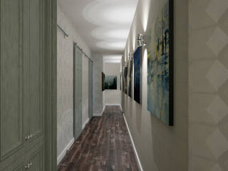Квартира в стиле эклектика, 133 кв.м., Студия дизайна интерьера Маши Марченко Студия дизайна интерьера Маши Марченко Eclectic style corridor, hallway & stairs