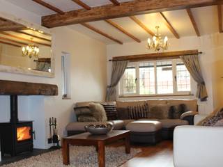 Lounge Living Room project with stripped back Oak Beams, Lear's Creative Interiors Lear's Creative Interiors