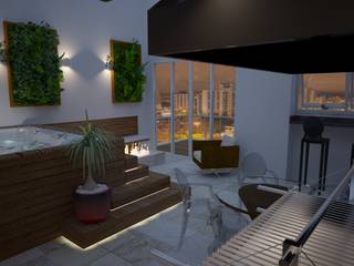 Panamby/SP, Renata Romeiro Interiores Renata Romeiro Interiores Balkon, Beranda & Teras Modern Kayu White