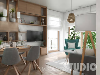 Mieszkanie przy Stawach Kellera , MIKOŁAJSKAstudio MIKOŁAJSKAstudio Scandinavian style living room