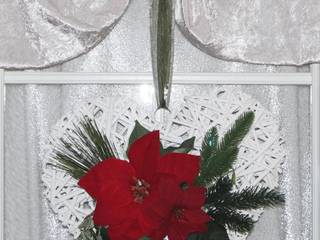 Türdekoration Weihnachten mit einem Rattanherz und Weihanchtssternen in rot grün, GP METALLUM GP METALLUM 문