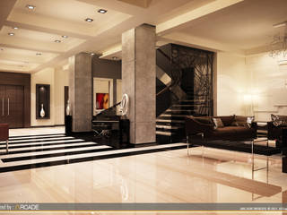 Rehab Hills Villa, ARCADE DESIGNS ARCADE DESIGNS Modern corridor, hallway & stairs Marble