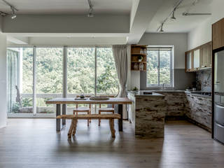 山林曉居, 潤澤明亮設計事務所 潤澤明亮設計事務所 Rustic style dining room