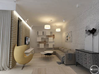 Apartament w Dzielnicy Willowej, Tarna Design Studio Tarna Design Studio Phòng khách phong cách Bắc Âu
