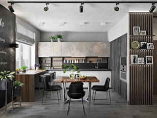 Дизайн-проект квартиры в ЖК Union Park, Дизайн Мира Дизайн Мира Industrial style kitchen