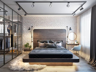 Дизайн-проект квартиры в ЖК Union Park, Дизайн Мира Дизайн Мира Industrial style bedroom