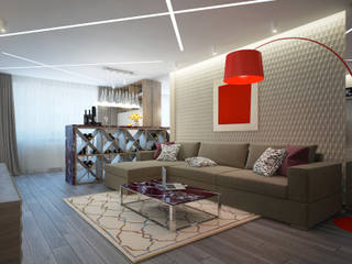 large apartment in a modern style in Moscow, Rubleva Design Rubleva Design Modern living room
