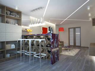 large apartment in a modern style in Moscow, Rubleva Design Rubleva Design モダンデザインの リビング