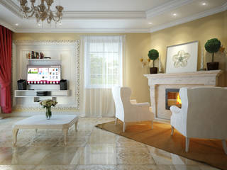 large apartment in classic style in Moscow, Rubleva Design Rubleva Design Living room