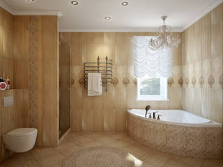 large apartment in classic style in Moscow, Rubleva Design Rubleva Design Salle de bain classique