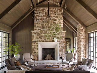 Cottage on the River, Jeffrey Dungan Architects Jeffrey Dungan Architects Living room Stone Brown