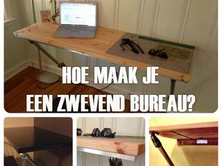 Een Zwevend Wandbureau Eenvoudig Zelf Gemaakt in een DIY Project, Simplified Building Simplified Building Industriële studeerkamer