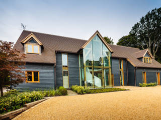 Double Height Structural Glass Atrium and Rear Extension , Trombe Ltd Trombe Ltd Modern living room