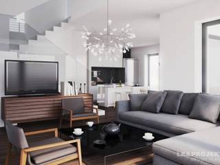 Weiß und Grau für ein cooles Einfamilienhaus., LK&Projekt GmbH LK&Projekt GmbH Modern living room