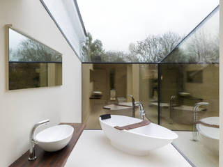 Internal photo Trombe Ltd Modern bathroom bathroom,bath,mirror finish,glass,glazing,structural glazing,glass box,frameless