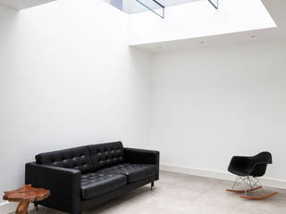 Internal shot Trombe Ltd Modern Living Room rooflight,glass,glazing,frameless,solar control,structural glazing