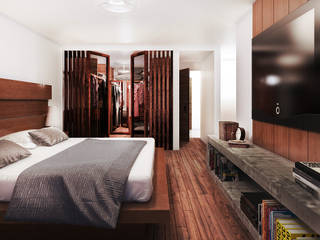 Loft Mil3 [León, Gto], 3C Arquitectos S.A. de C.V. 3C Arquitectos S.A. de C.V. Modern Bedroom Wood Wood effect