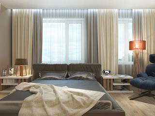 Спальня 2й этаж таун хауса, Your royal design Your royal design Phòng ngủ phong cách tối giản