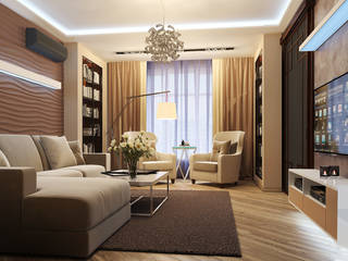 Проект интерьера квартиры. Современный стиль. 100м2., Vera Rybchenko Vera Rybchenko ห้องนั่งเล่น