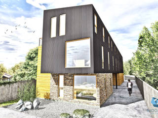 Diseño de Edificio Residencial MA en Valdivia por NidoSur Arquitectos, NidoSur Arquitectos - Valdivia NidoSur Arquitectos - Valdivia 長屋