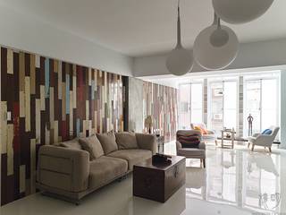 The Wall, 禾光室內裝修設計 ─ Her Guang Design 禾光室內裝修設計 ─ Her Guang Design Living room Solid Wood Multicolored